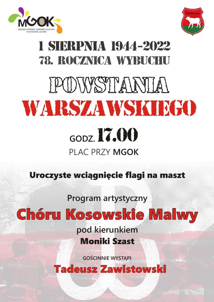 78. Rocznica Wybuchu POWSTANIA WARSZAWSKIEGO | Miasto I Gmina Kosów Lacki